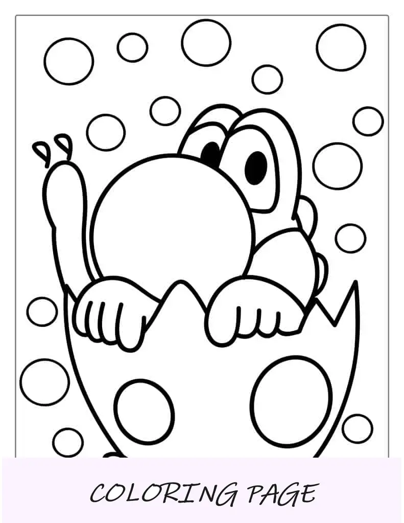 Lindo Yoshi saliendo del huevo para colorear
