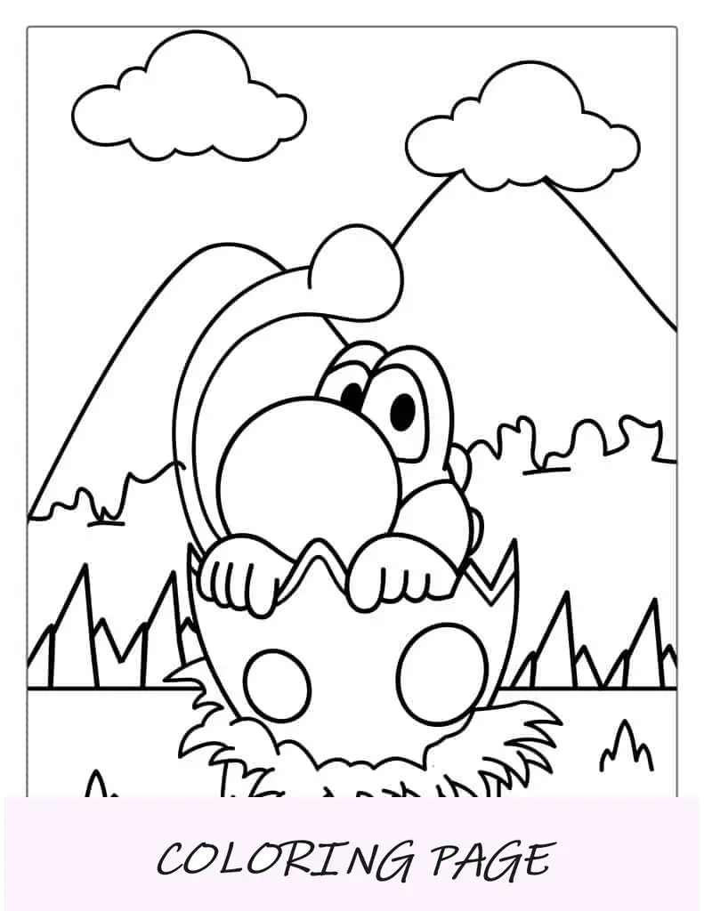 Yoshi saliendo del huevo para colorear