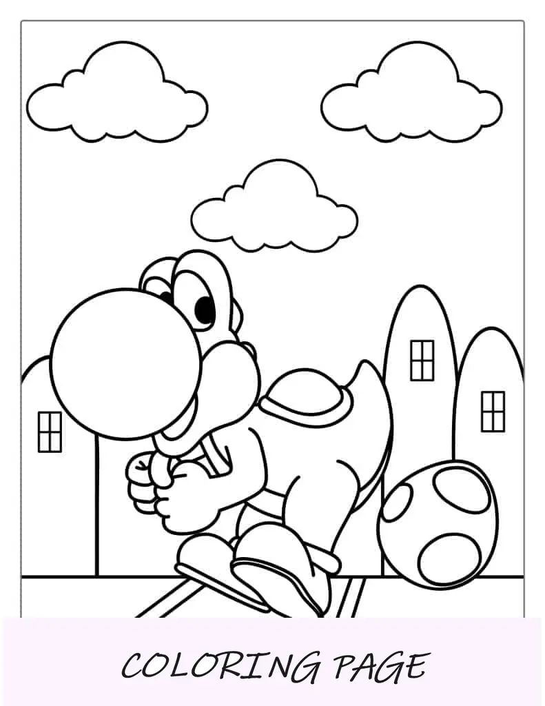 Página para colorear de huevo para incubar de Yoshi
