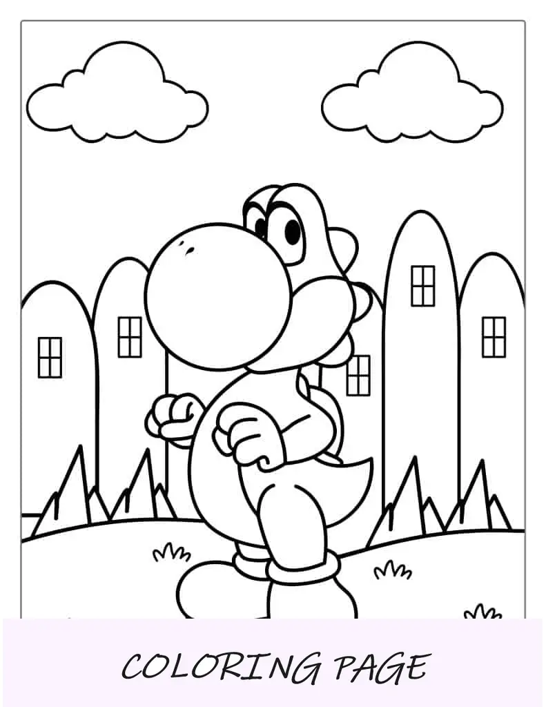 Feliz Yoshi En Mario Land Para Colorear