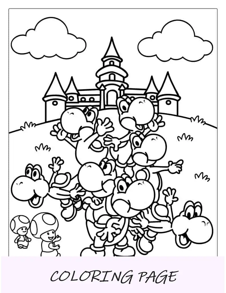 Múltiples dragones Yoshi con coloración de sapo