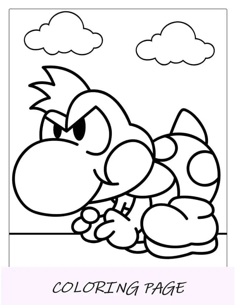 Página para colorear de Yoshi bebé enojado para niños