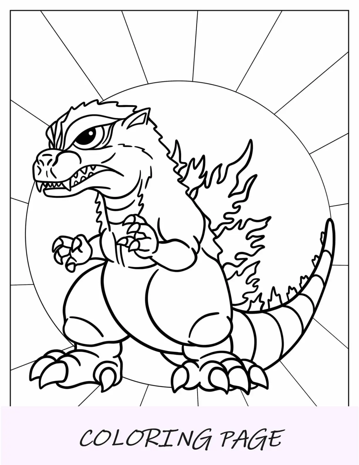 Página para colorir pequeno Anime Godzilla