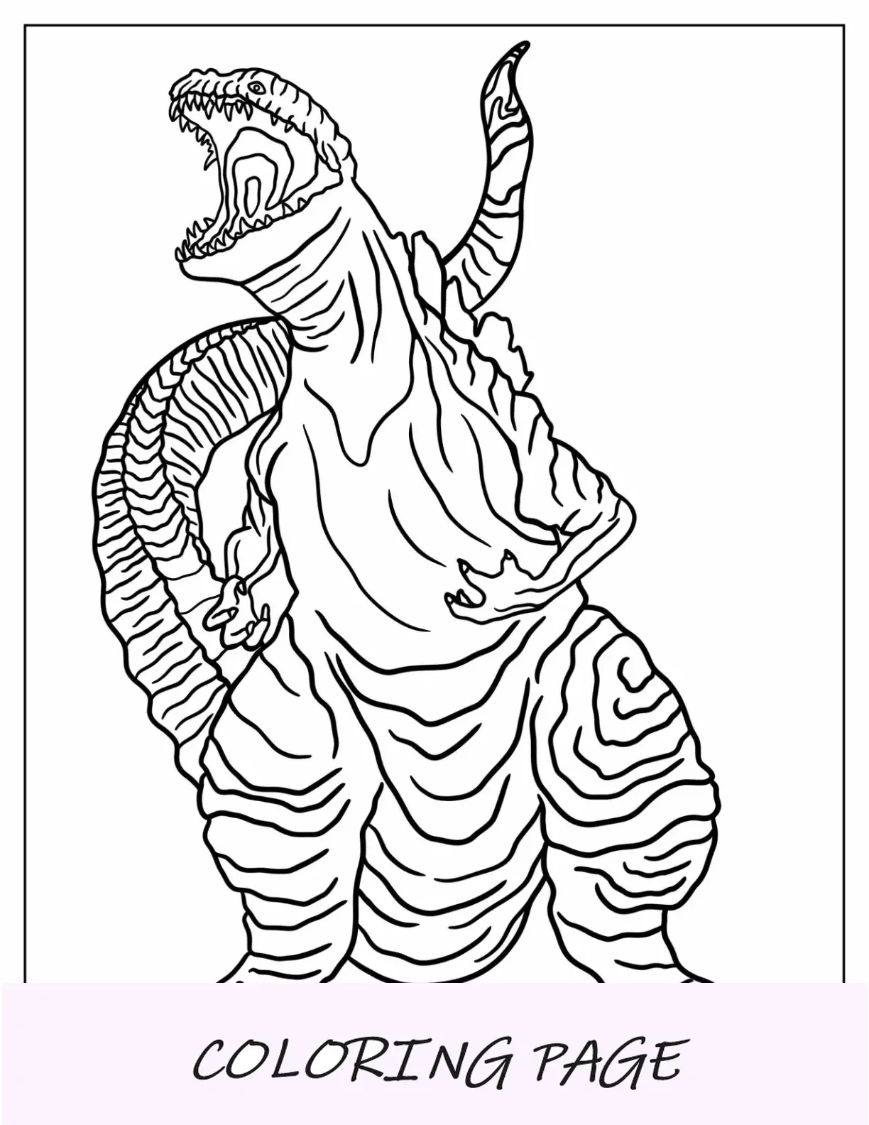Página para colorir realista do Roaring Godzilla