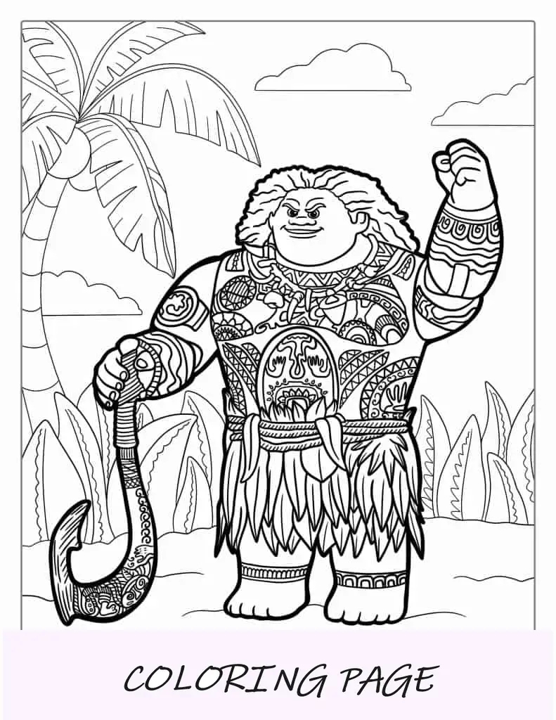 Folha para colorir do personagem Maui de Moana