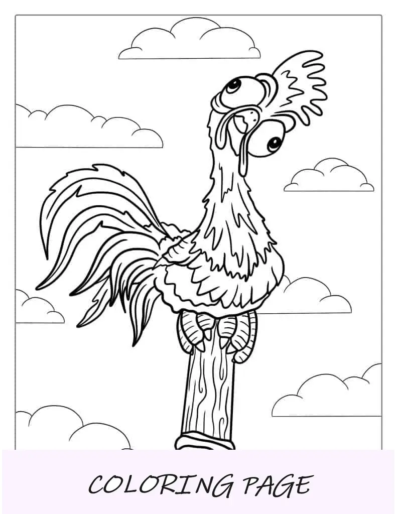 Página para colorir de Hei Hei, a galinha
