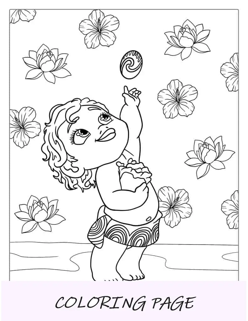 Moana como um bebê para colorir