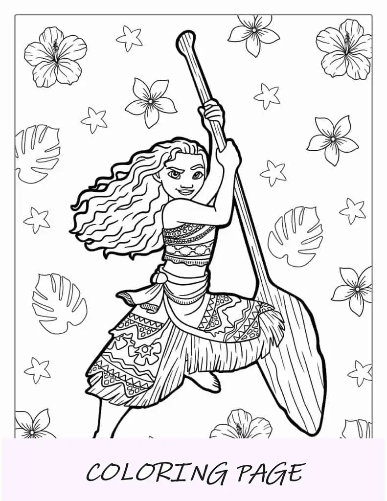 Princesa Moana com flores