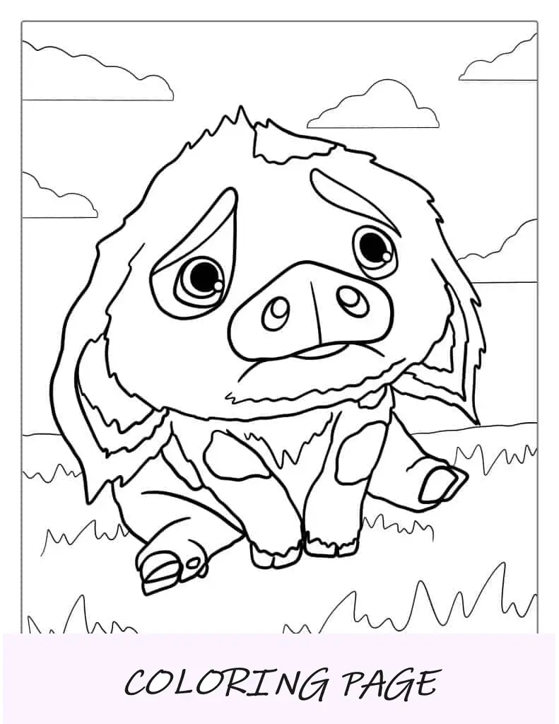 Pua, o porco de Moana para colorir
