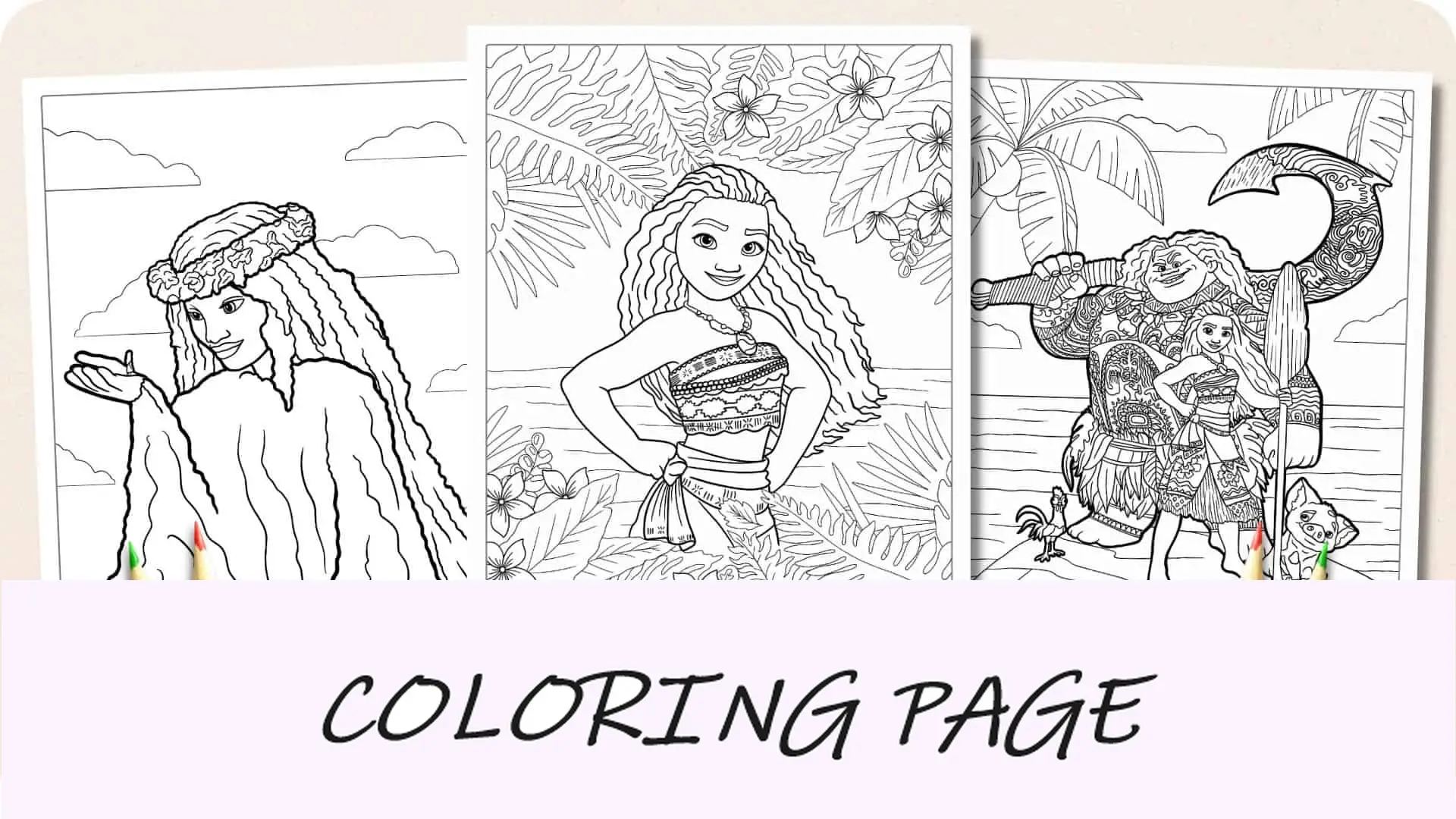Imagem em destaque de páginas para colorir de Moana