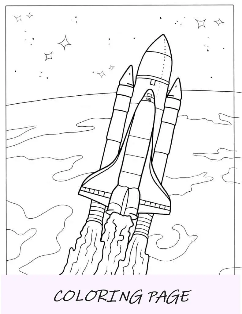 Página para colorir fácil do ônibus espacial da NASA ao redor da Terra