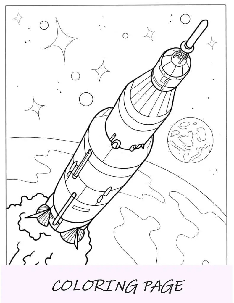 Contorno simples do foguete Saturno V para colorir