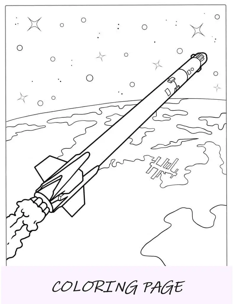 Página para colorir do SpaceX Falcon Rocket Booster