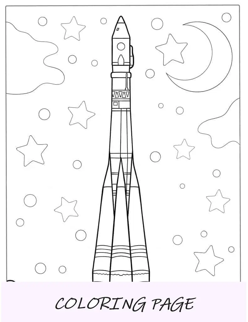 Esboço detalhado do foguete Soyuz para colorir