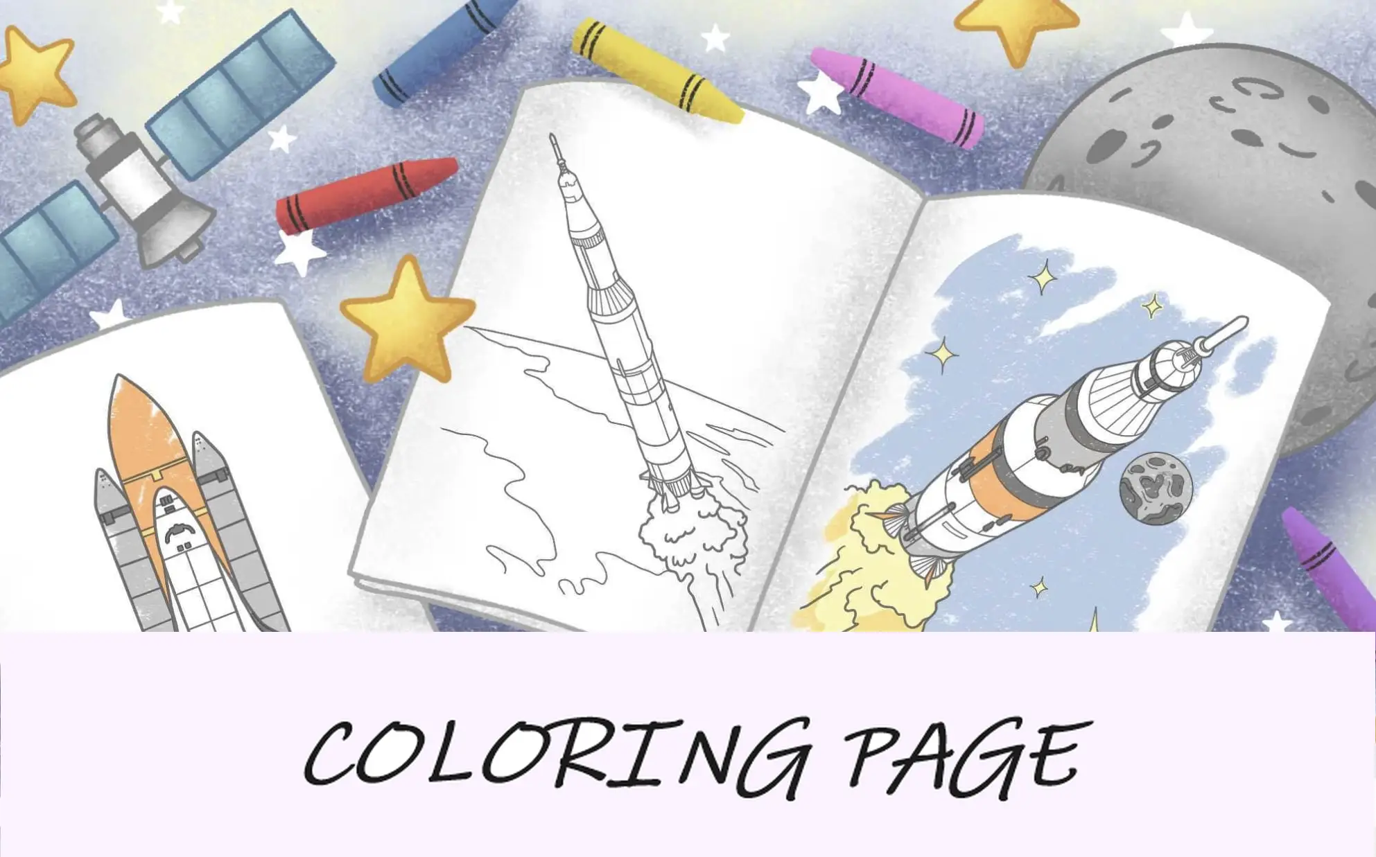 imagem de recurso de páginas para colorir de foguete