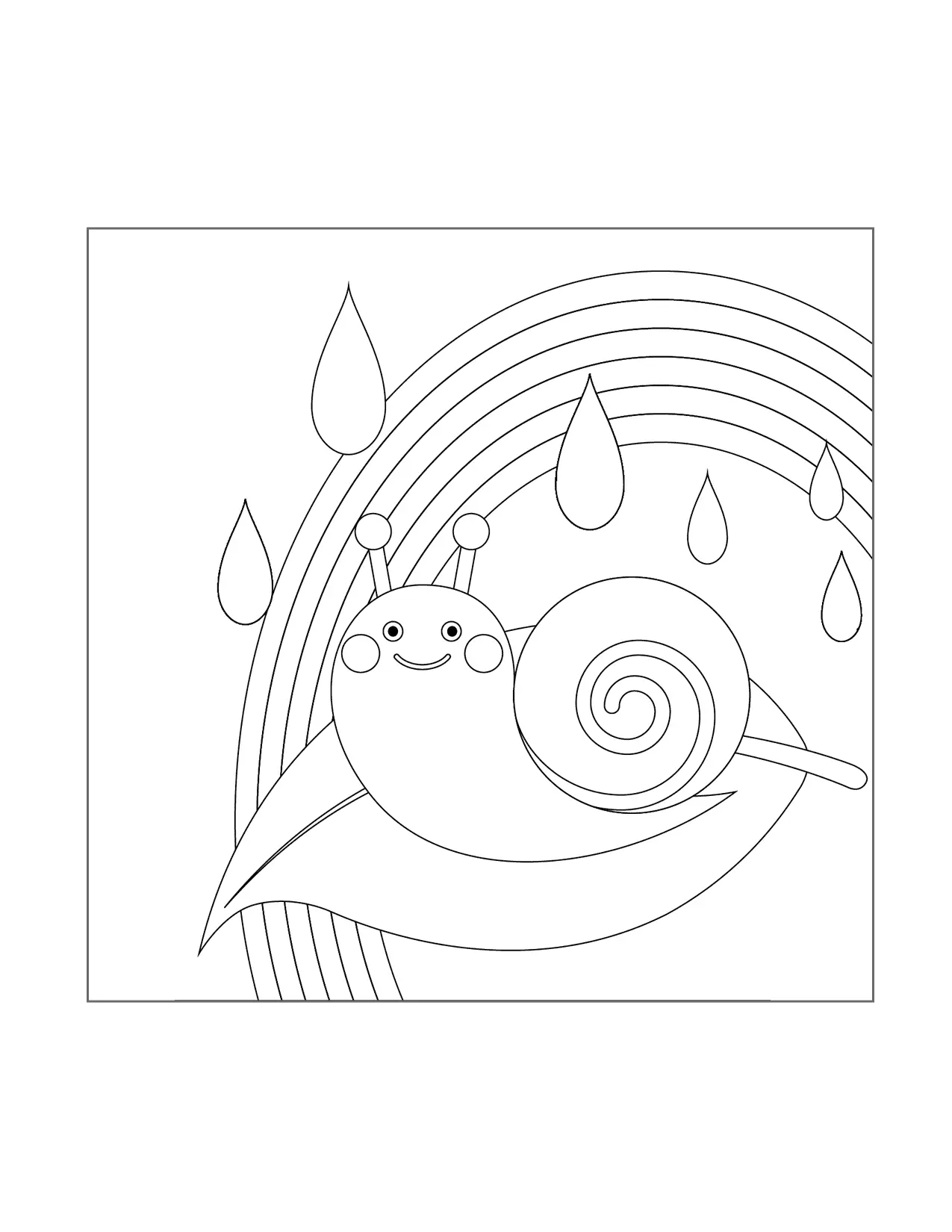 Cute Snail Scene Coloring Page
