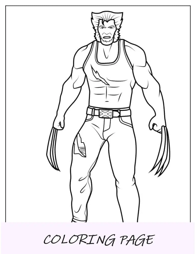 Página para colorir de Wolverine realista na floresta