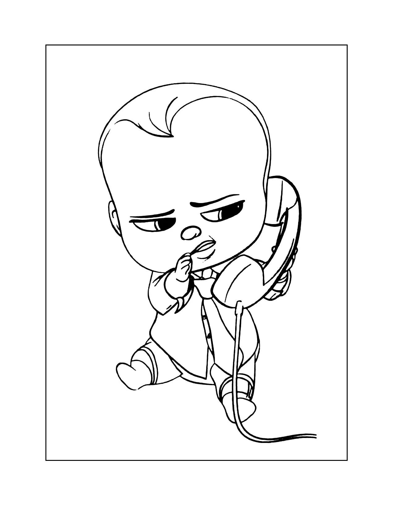 Boss Baby On The Phone Coloring Page