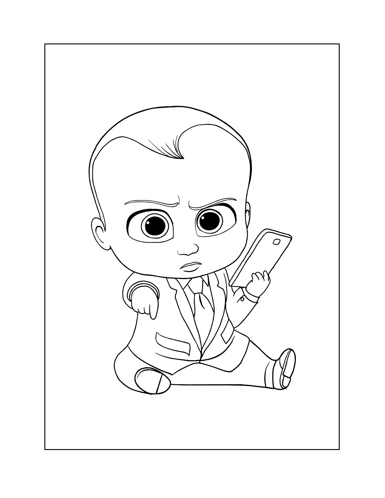 Boss Baby On Phone Coloring Page