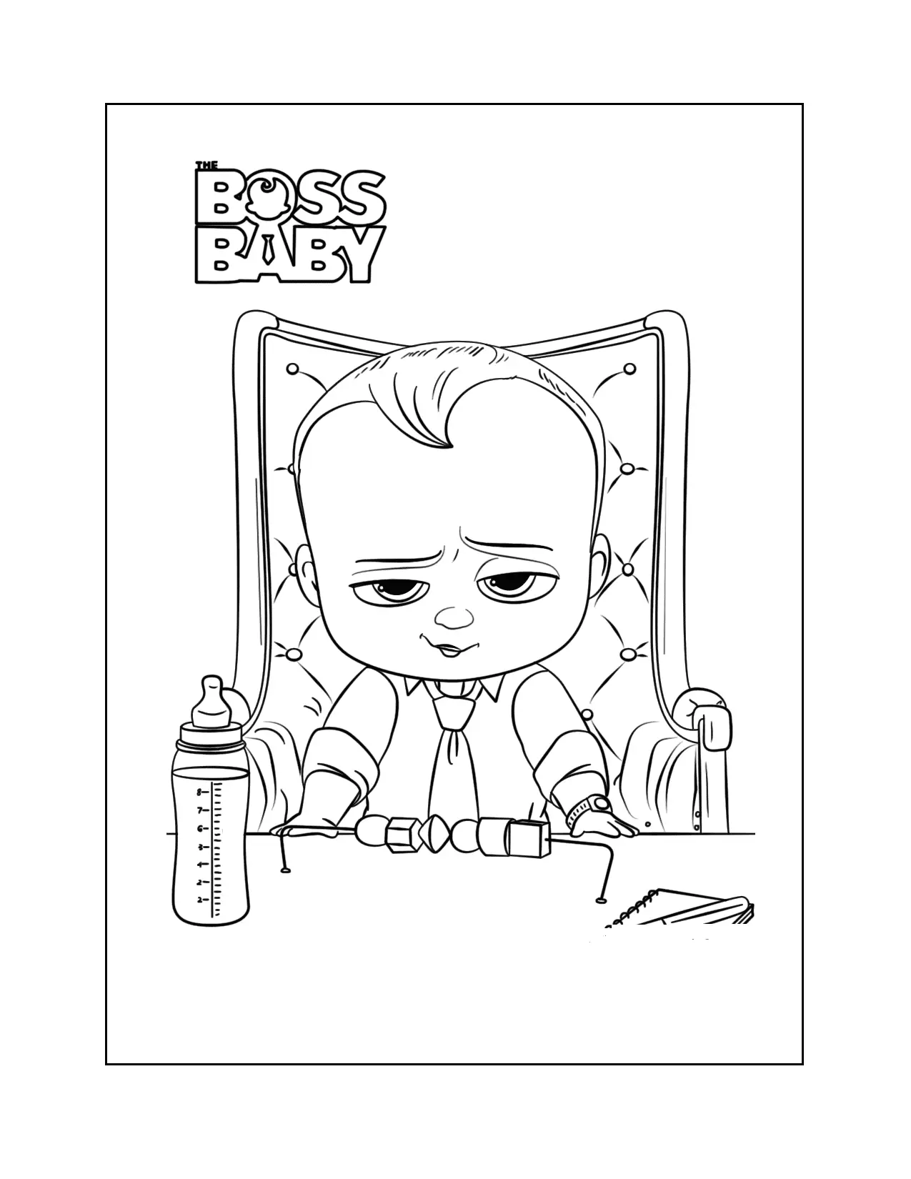The Boss Baby At His Desk Coloring Page