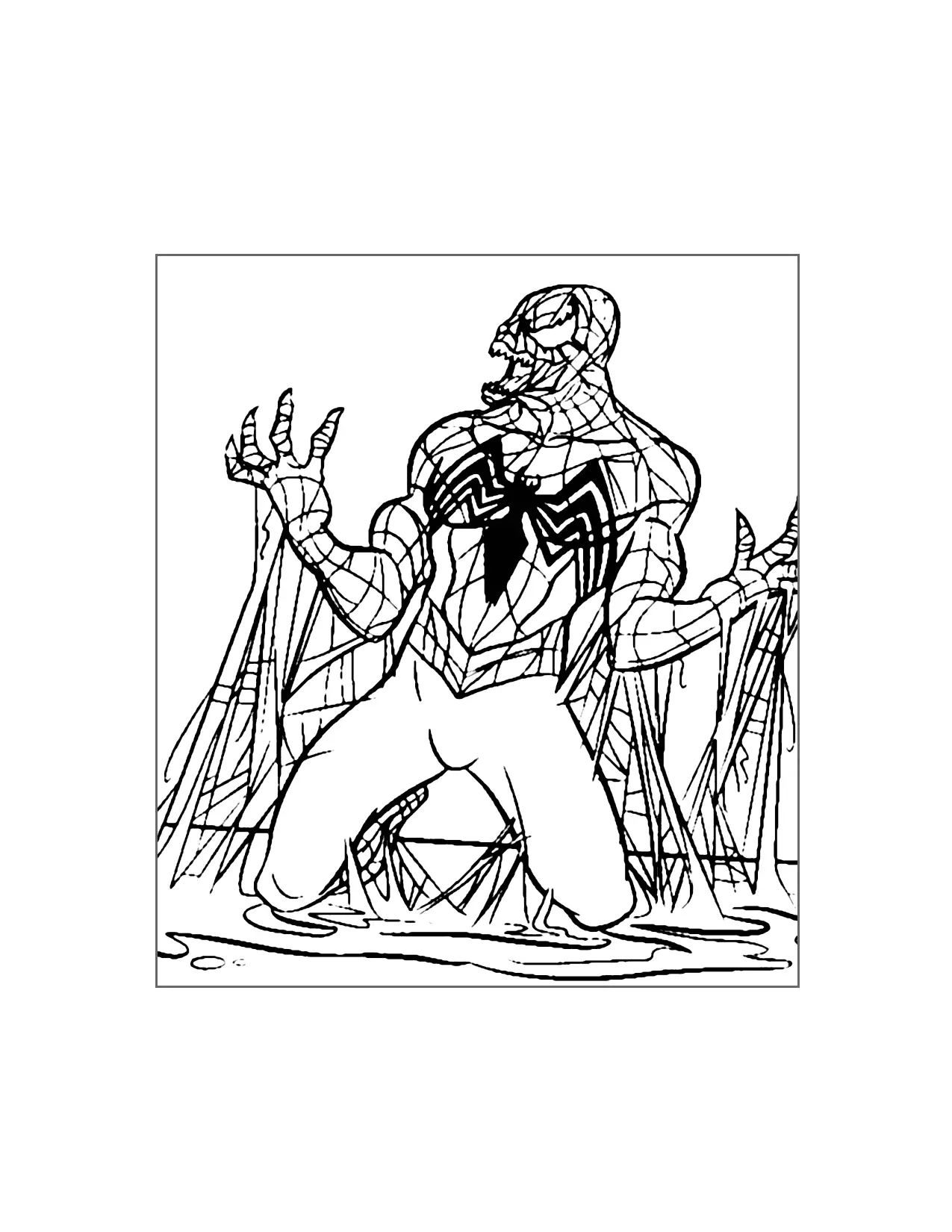Venom Caught In Webs Coloring Page