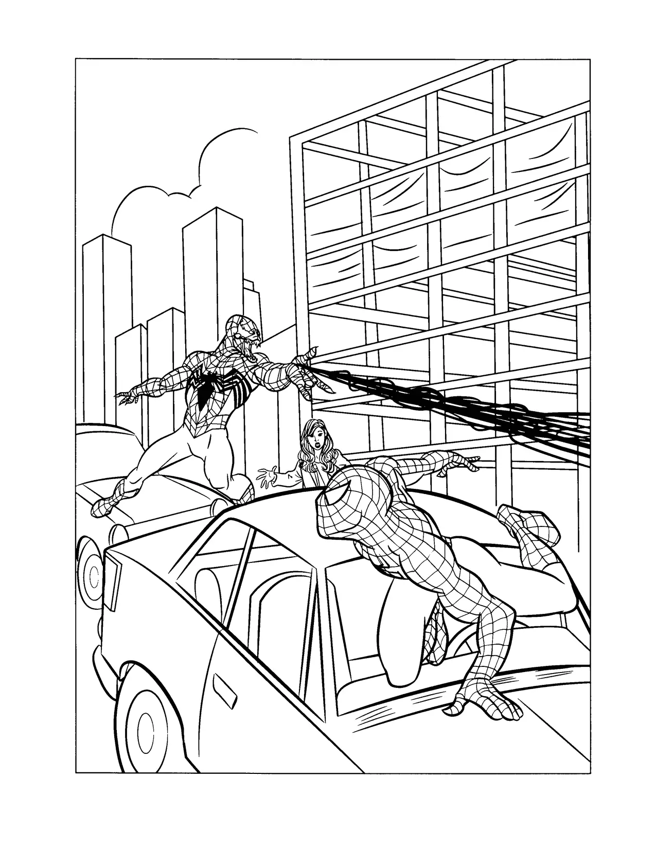 Venom Attacks Spiderman Coloring Page