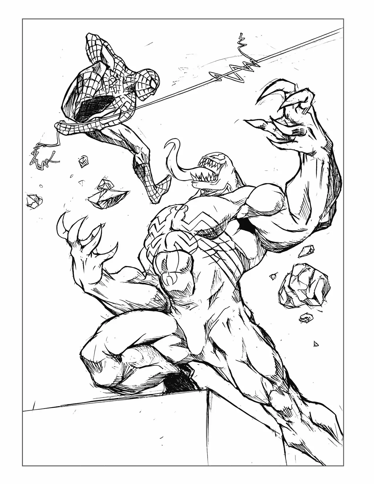 Spider Man Fights Venom Coloring Page