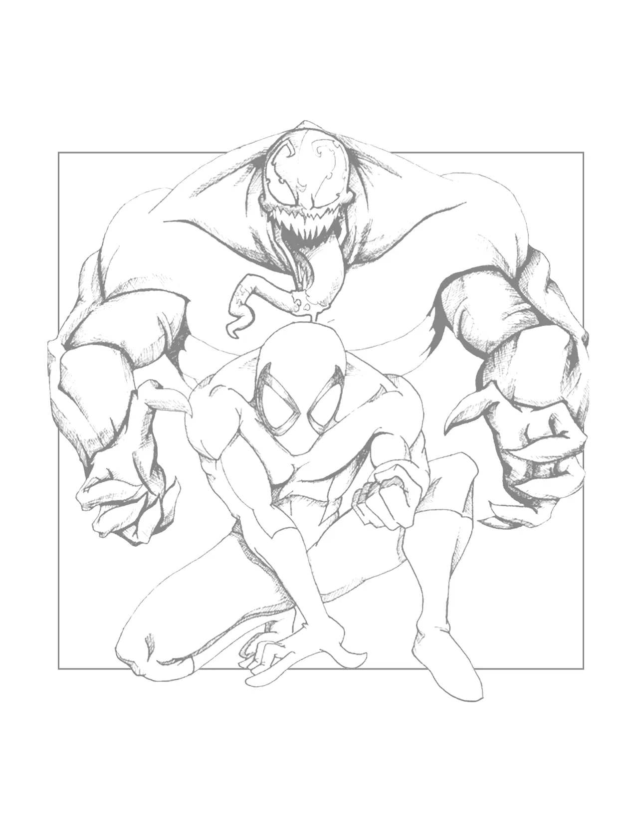 Venom Spiderman Drawing To Trace And Color