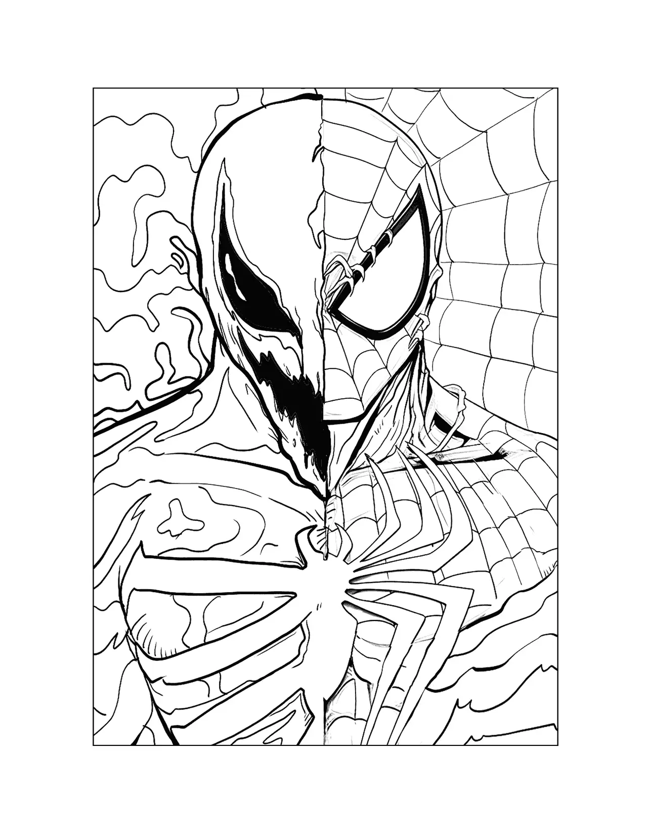 Venom Slash Spiderman Coloring Page