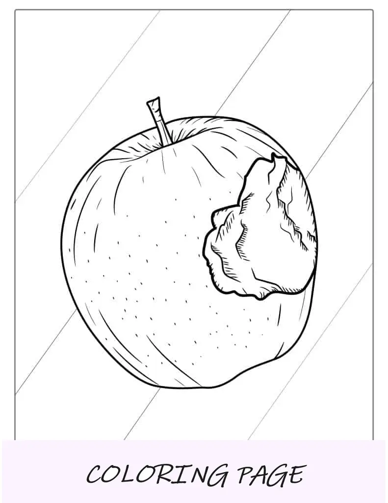 Mordisco sacado de una manzana para colorear