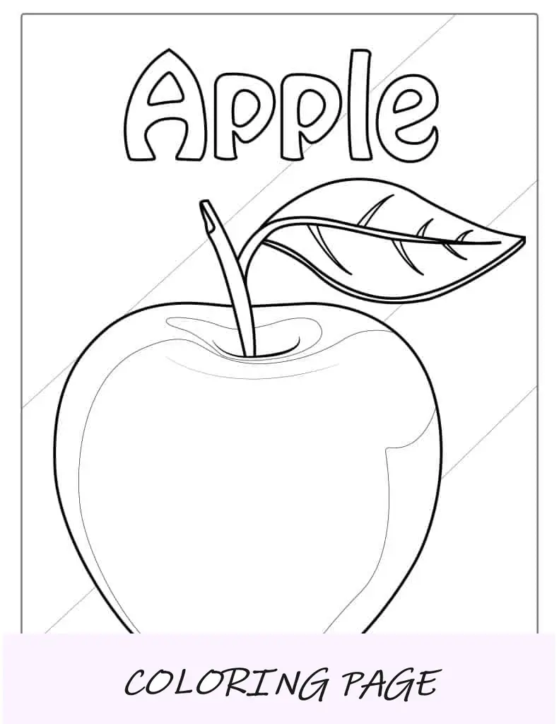 Página para colorear de manzana con Word
