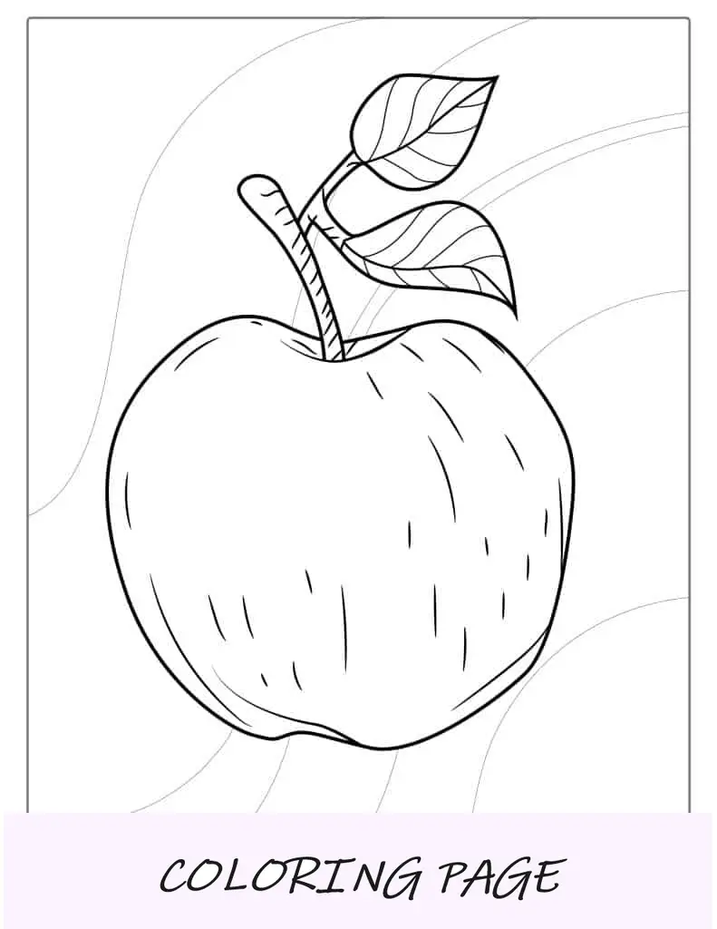 Página para colorear de manzana Granny Smith para niños
