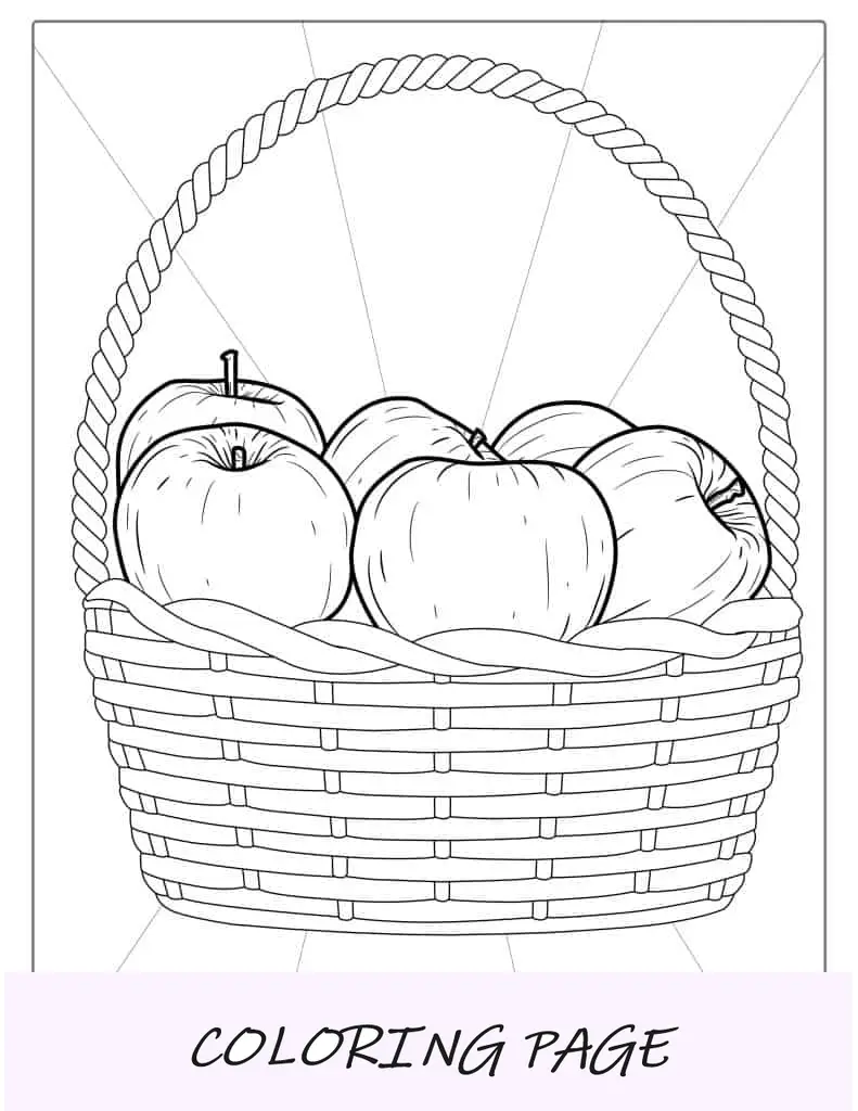 Cesta de manzanas Honeycrisp para colorear