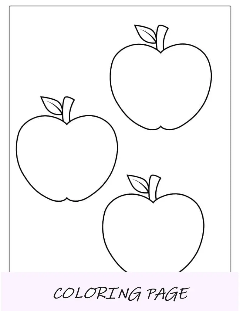 Plantilla y colorante de tres manzanas
