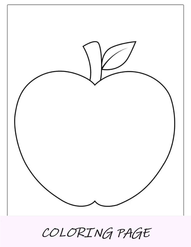 Página para colorear de plantilla de contorno de Apple_