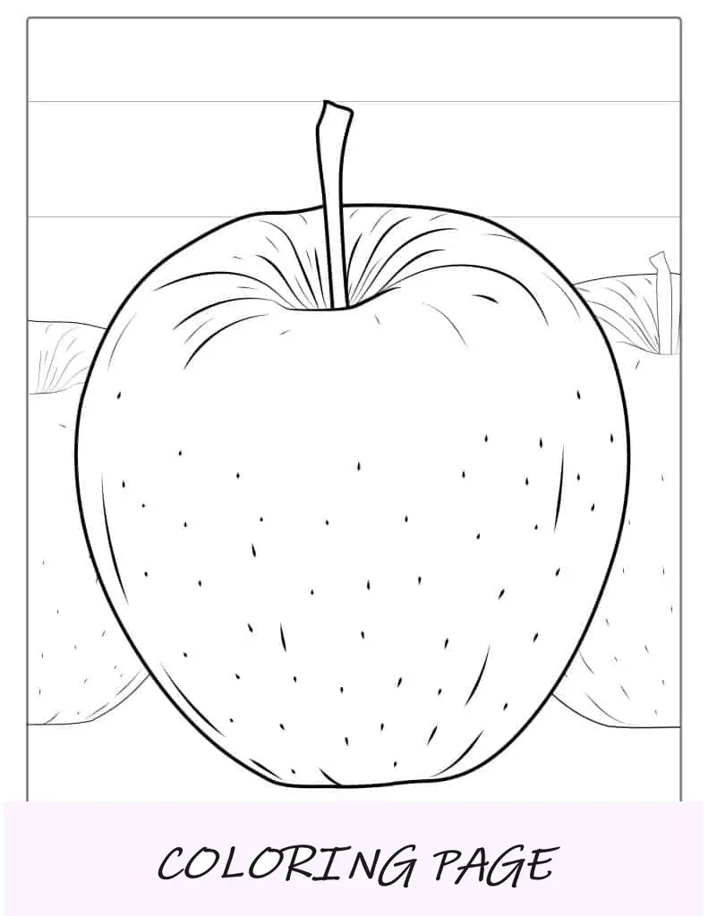Página detallada para colorear de manzana dorada y deliciosa