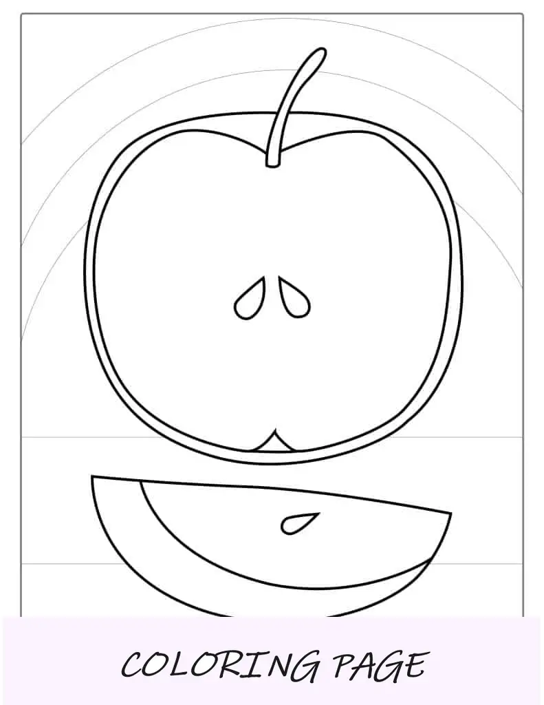 Manzana Cortada Por La Mitad Con Semillas Para Colorear