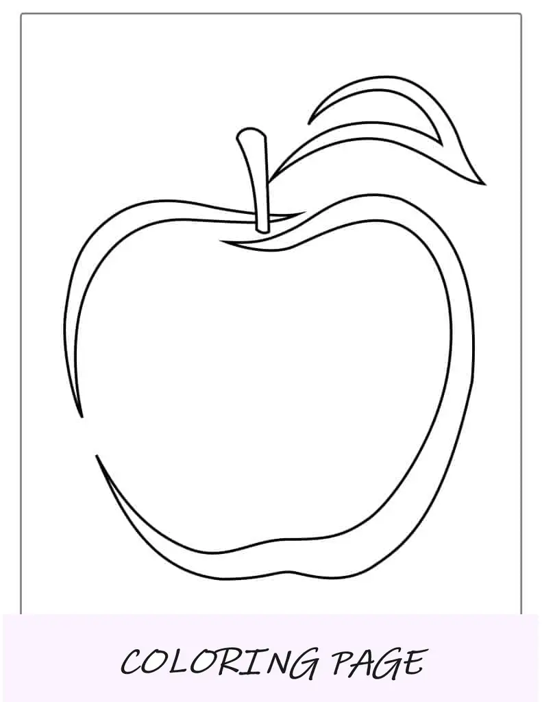 Plantilla de una manzana y hoja para colorear