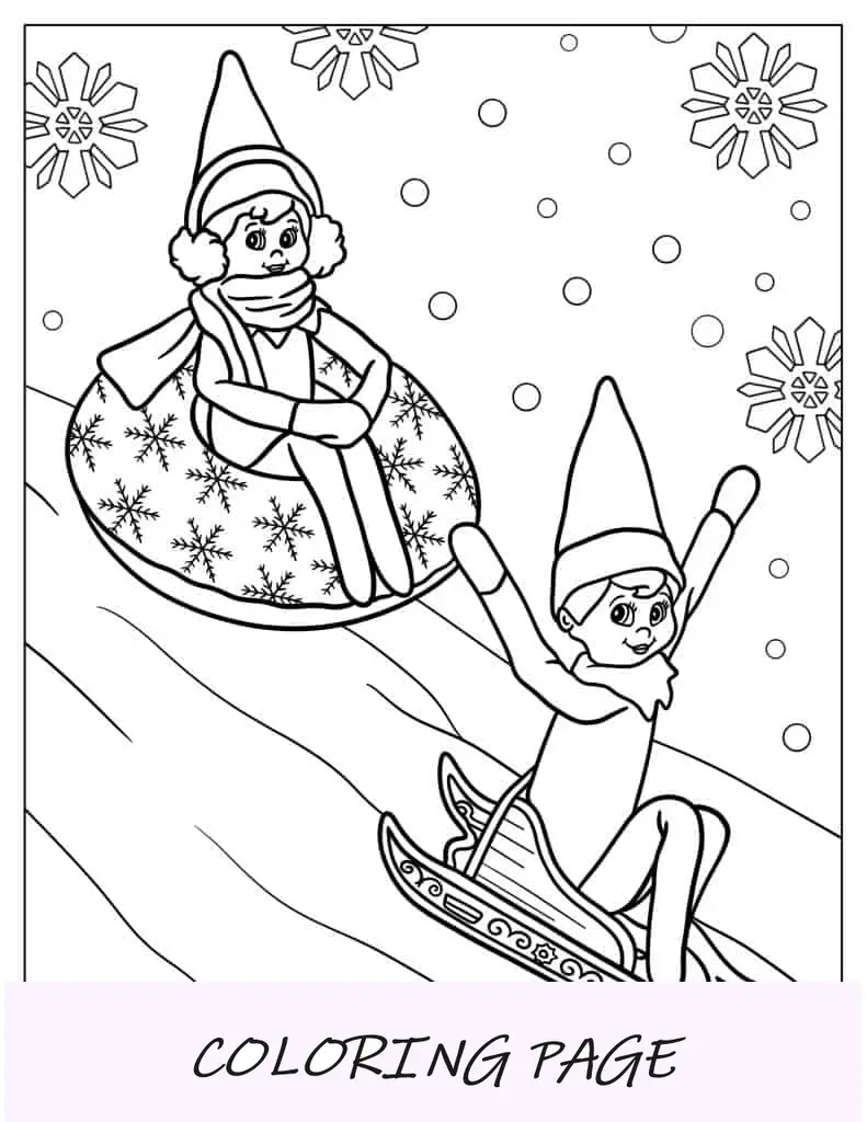 Elfo na prateleira com sinos para colorir
