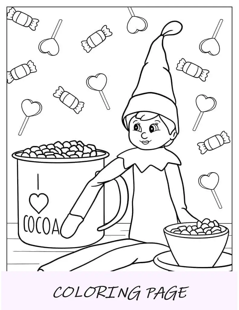 Elfo na prateleira com bastões de doces e presentes