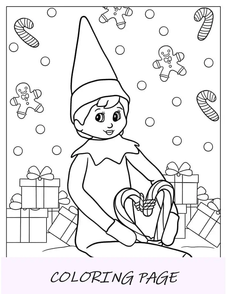 Elfo na prateleira com enfeites de Natal