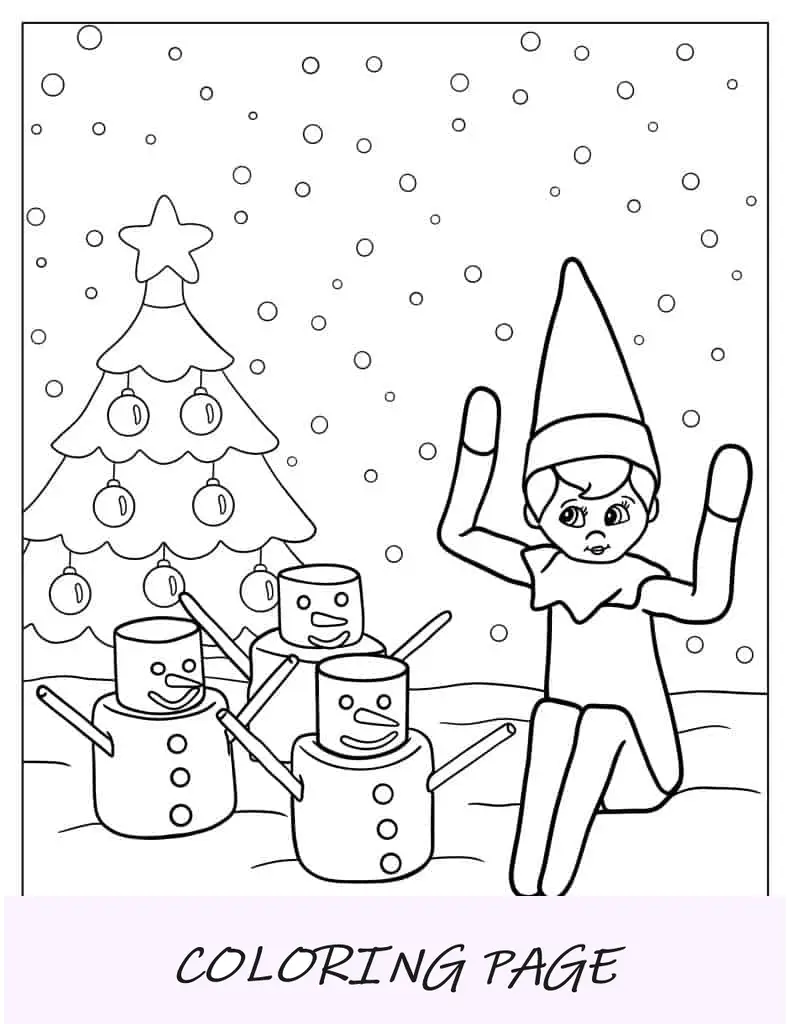 Folha para colorir do elfo com tema Minecraft na prateleira
