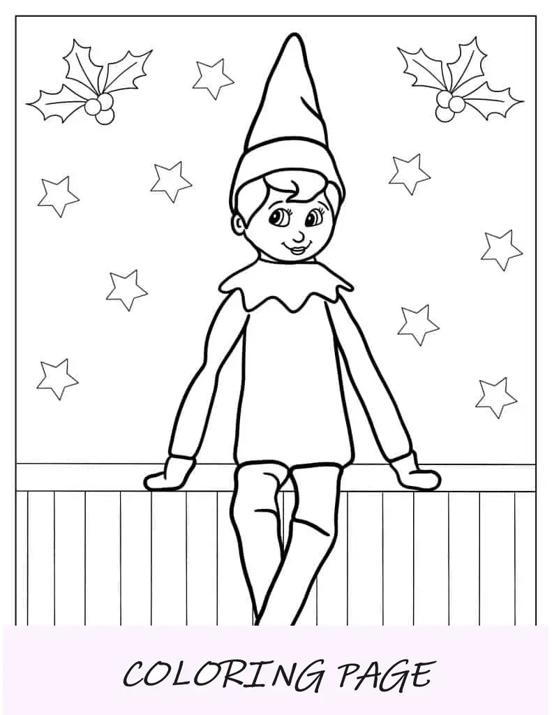 Folha para colorir de personagens de elfos na prateleira