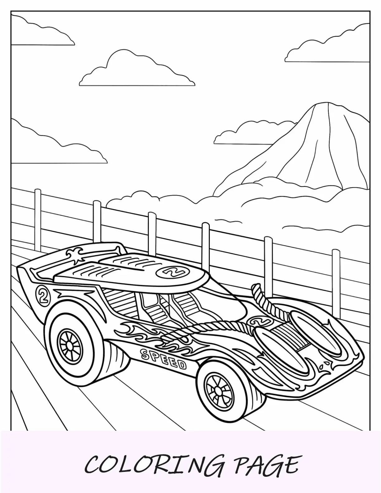 Folha para colorir vintage Hot Wheels para crianças