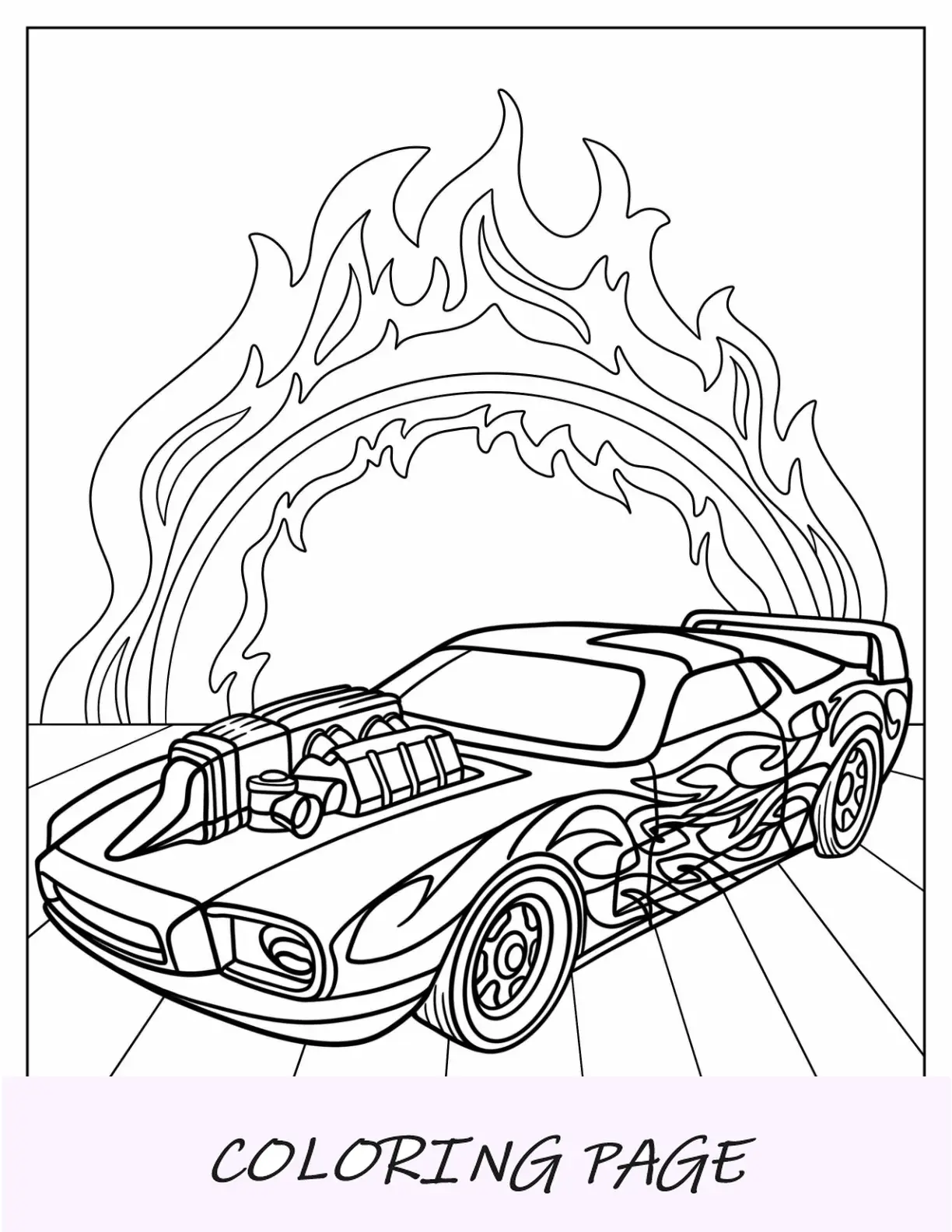 Carro rebitado Hot Wheels com design de chamas