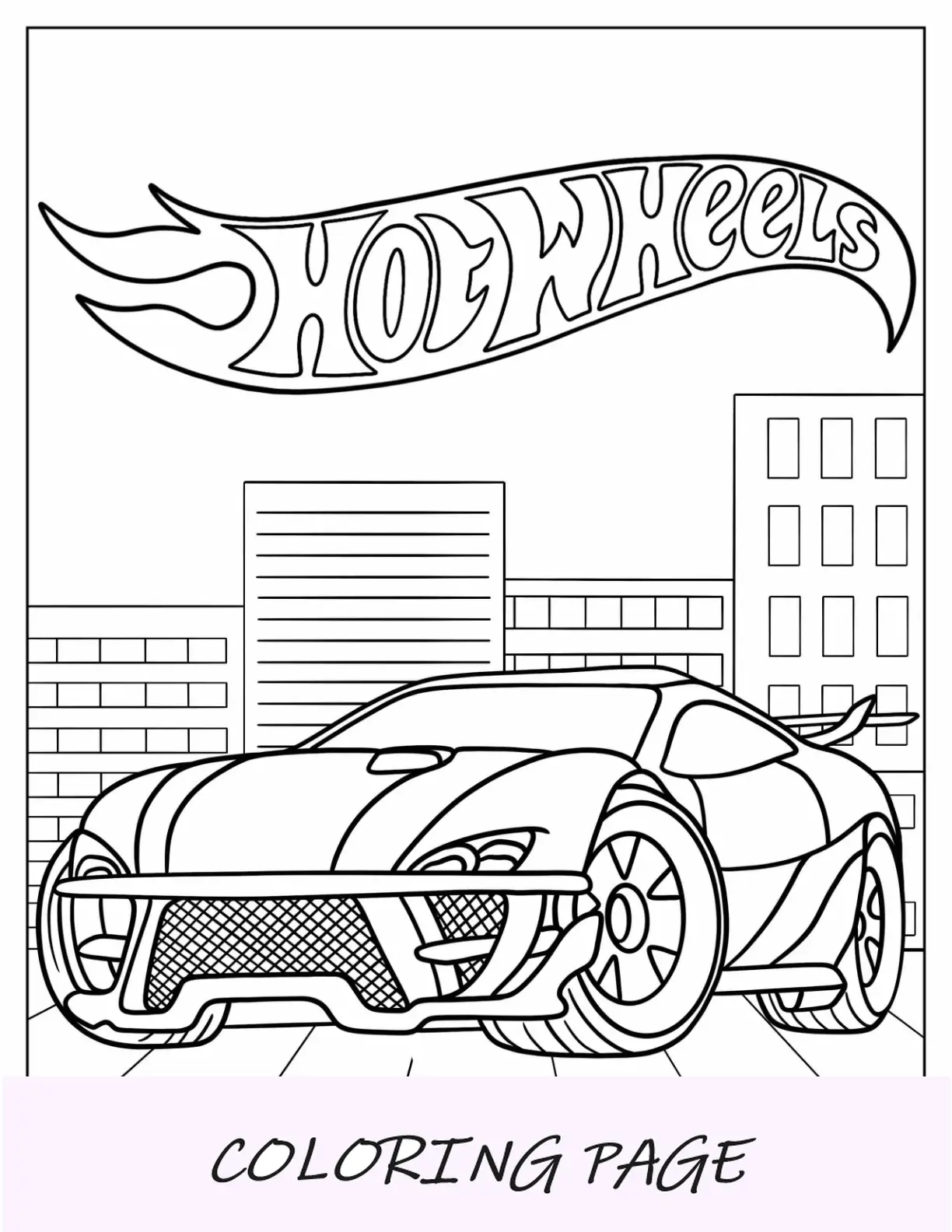 Folha para colorir Hot Wheels Mustang vermelho