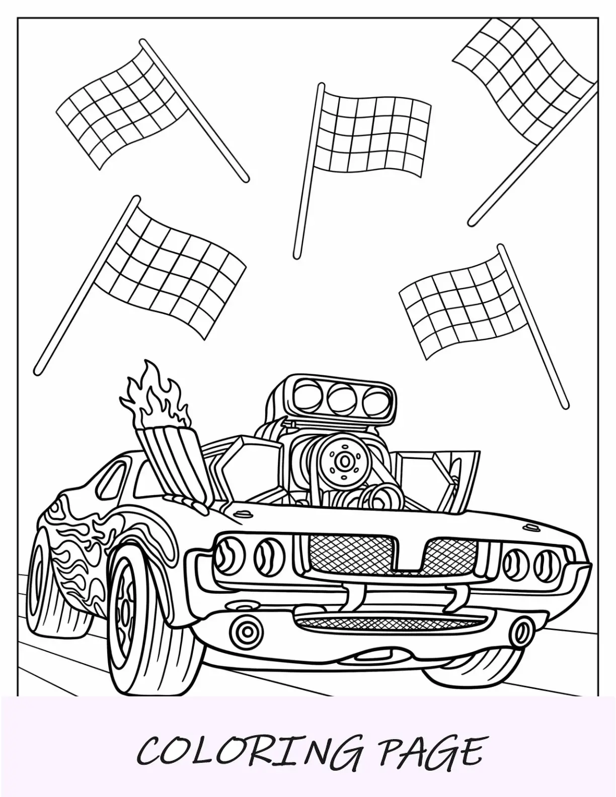 Hot Wheels Thunder Road com motor dianteiro em chamas