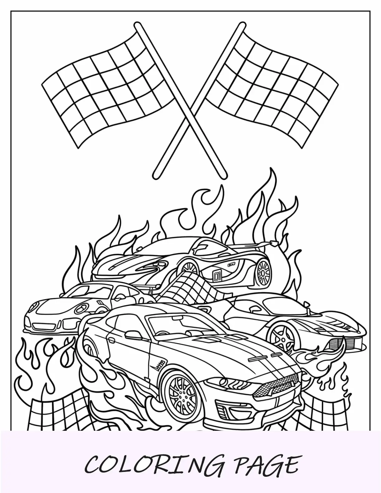 Página para colorir de pôster de Hot Wheels