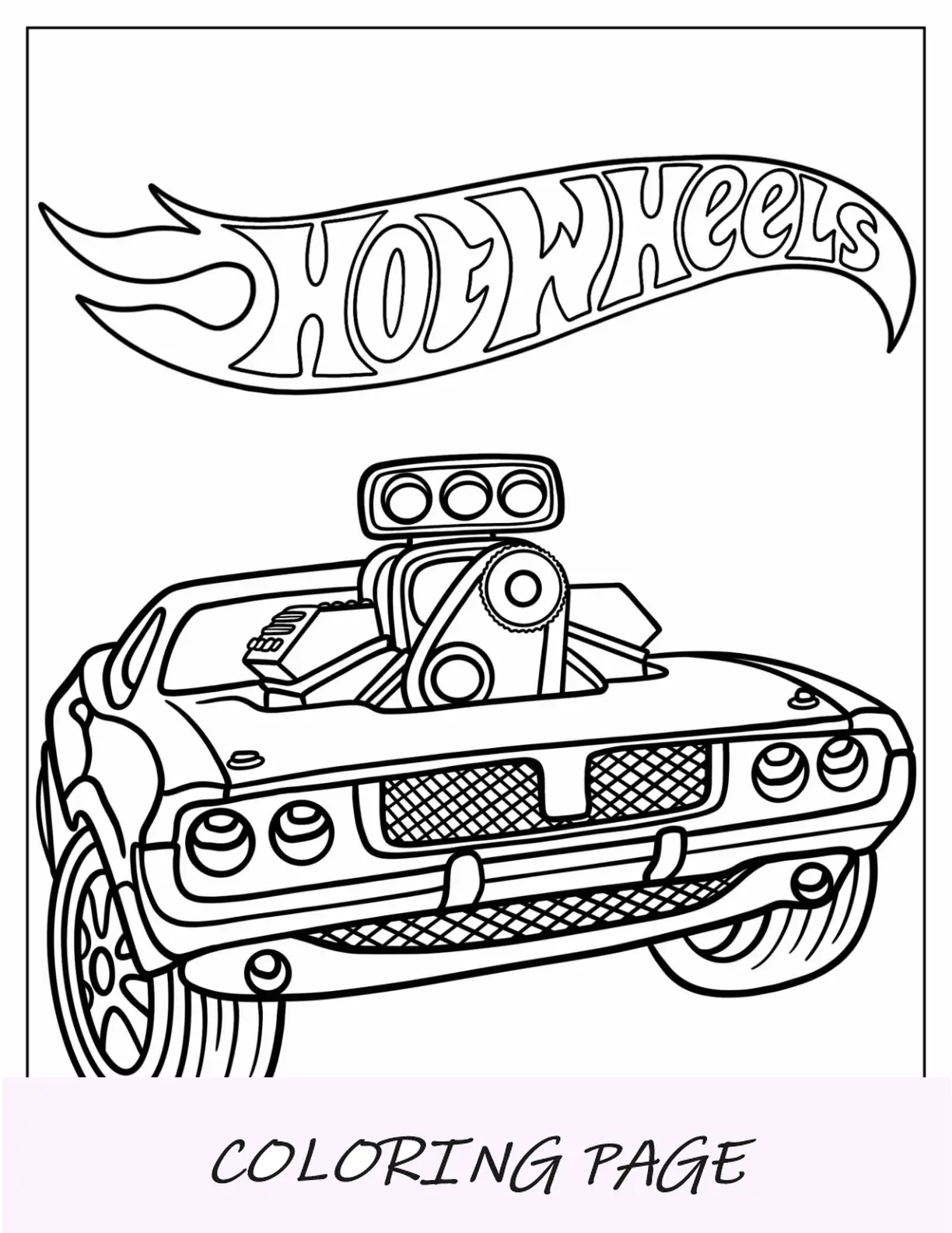 Folha para colorir de pôster de loop infinito de Hot Wheels