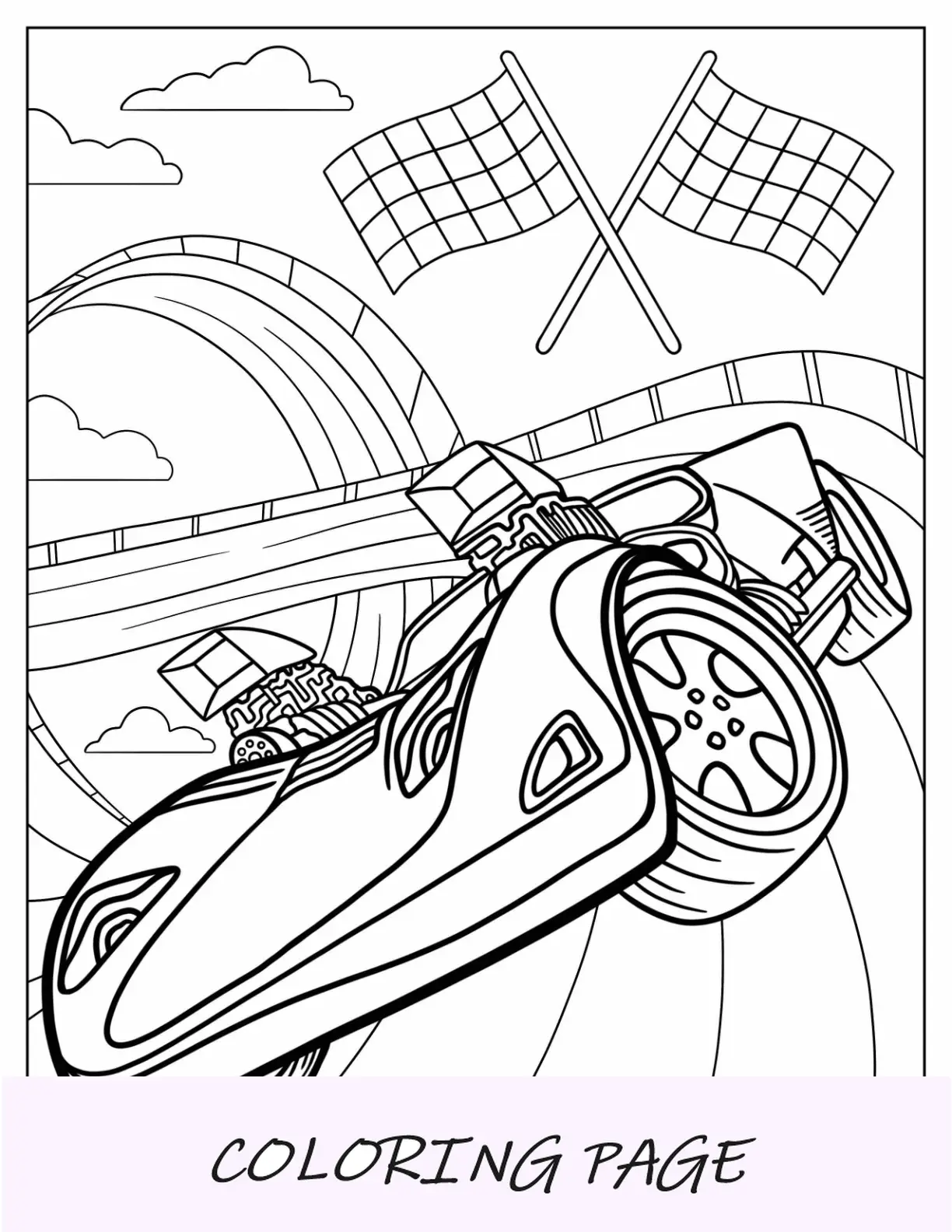 Página para colorir do Forza Horizon Hot Wheels na pista